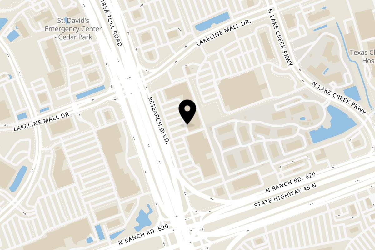 Map showing the location of India Gate INDIAGATE EXPRESS 183 - Lake line on 13945 Research Blvd in Austin